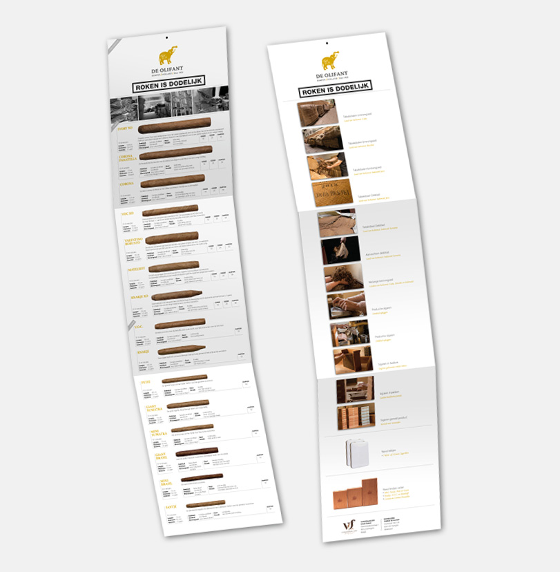 Sigarenkaart, infokaart door Flashworks ontwerpers grafisch ontwerpbureau Kampen