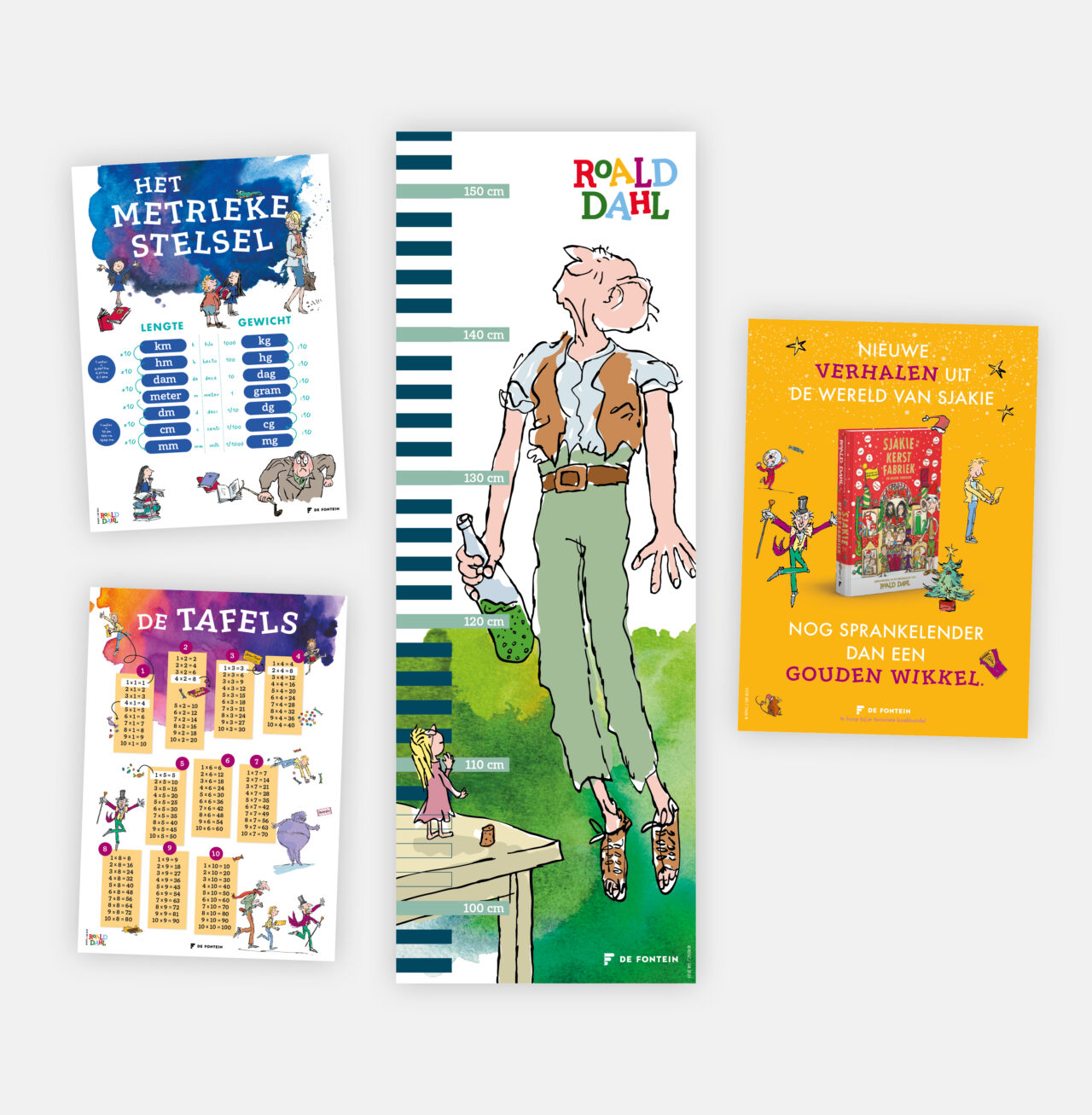 Diverse posters en een advertentie iov. Uitgeverij De Fontein